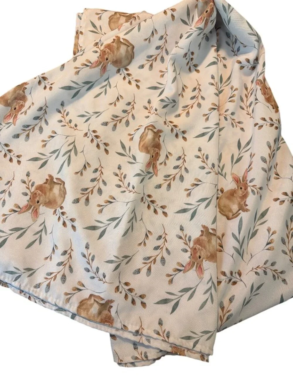 Bunny Rabbit Floral Tablecloth Easter Spring 100% Polyester Colordrift 102